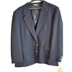 Angelica Career Fashions Coordinates Blazer Mens 44 Short Navy Wool Blend